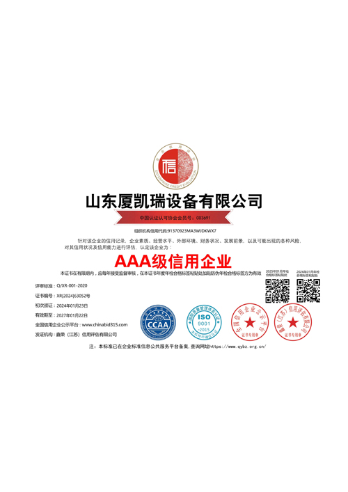 AAA级信用企业铜牌